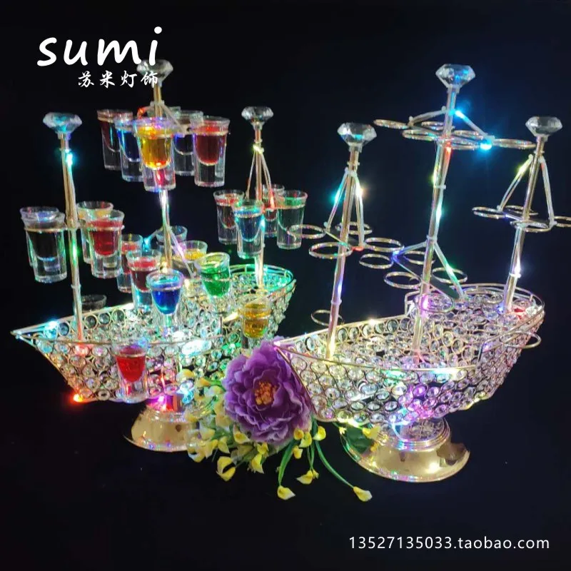 

Бар КТВ Держатель для коктейльной чашки Чашка с одним выстрелом Светящийся винный светодиод Светящееся красное стекло