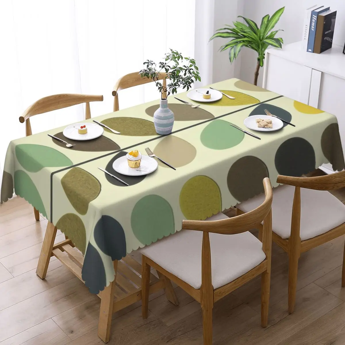 Abstract Orla Kiely Multi Stem Tablecloth Rectangular Oilproof Mid Century Scandinavian Table Cloth Cover for Kitchen