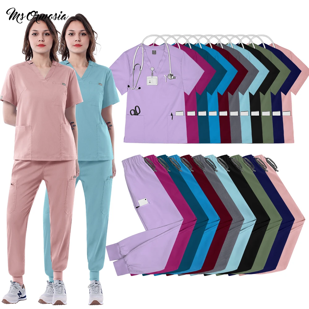 ชุดยูนิฟอร์มพยาบาลแพทย์หญิง ชุดทำงานทางการแพทย์ ชุดผ่าตัด ชุดสครับโรงพยาบาล ชุดแพทย์ ชุดพยาบาล ชุดทำงานร้านเสริมสวย ชุดทำงานร้านขายสัตว์เลี้ยง