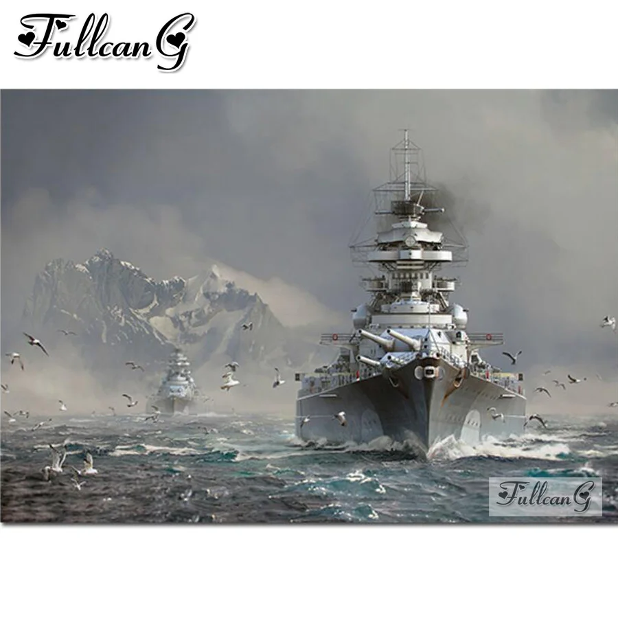 Mosaic Art Bismarck Class Battleship Diamond Painting Diy Full Rhinestone Embroidery Picture World of Warships Home Decor AA3688