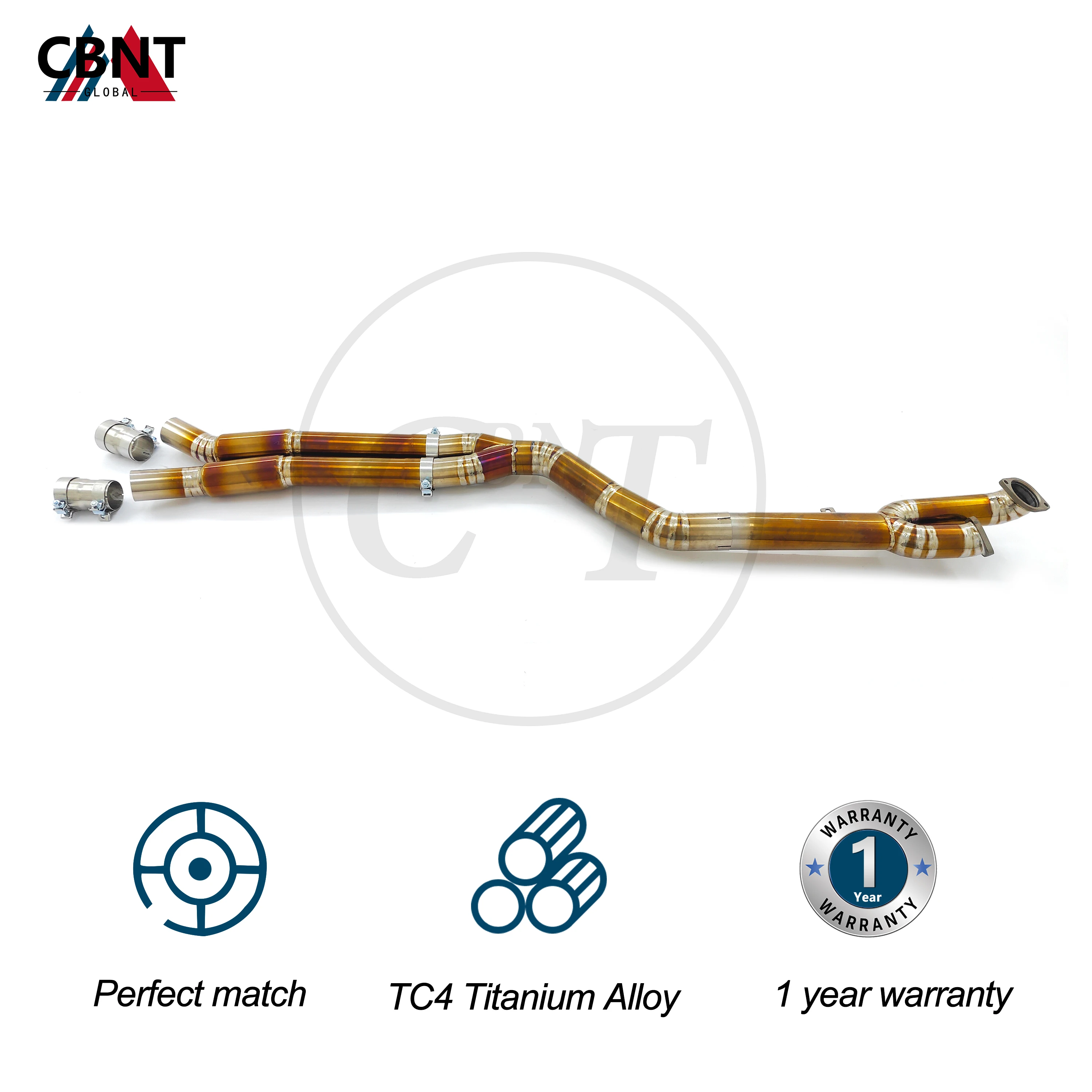 CBNT Exhaust System Mid Pipe for BMW G80 M3 G82 M4 S58 3.0T TC4 Titanium Alloy Middle Pipe with Resonator 89mm/3.5inches