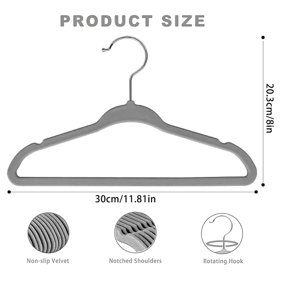 10/20/30pcs children's velvet non-slip hangers, advanced children's closet hangers, ultra-thin cute non-slip felt hangers