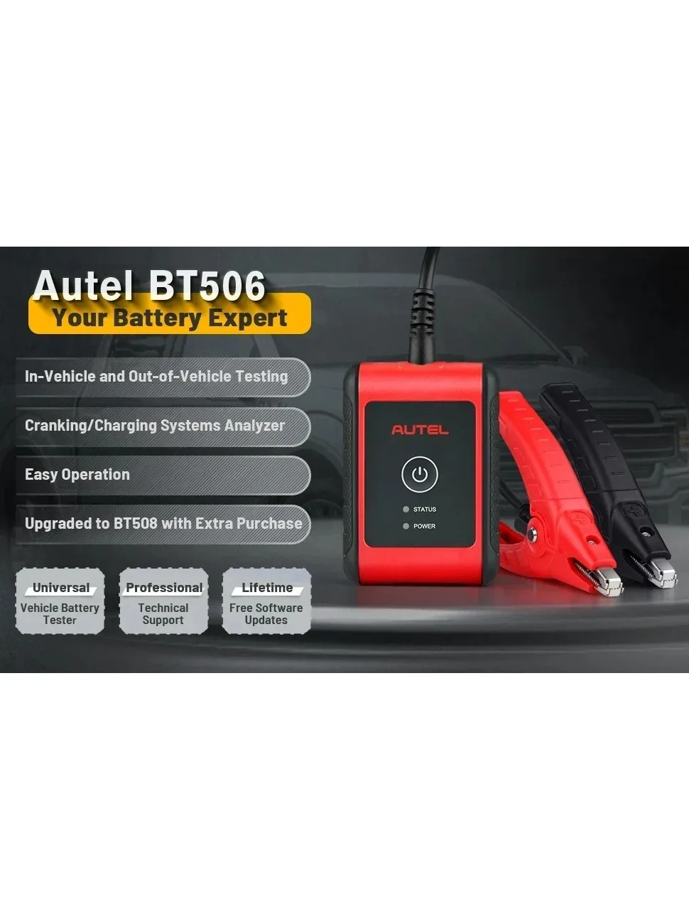 AliExpress NONE New Maxi BAS BT506 Auto Battery and Electrical System Analysis Works with Autel MaxiSys Tablet（Chinese version）