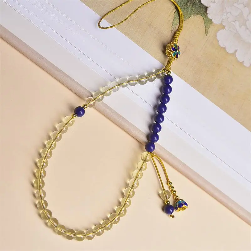 Natural Citrine Blue Stone Bead Hand Chain Pendant Accessory Crystal Reiki Healing Stone Fashion Jewelry Gifting Gift For Women