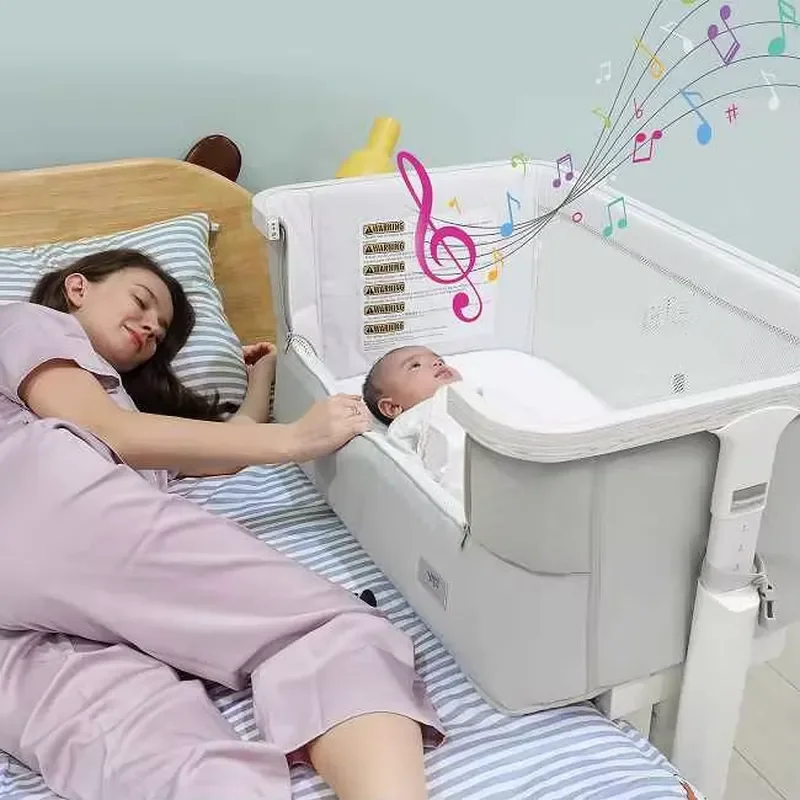 Factory-made adjustable height baby cradle with swing function, structural stability, comfort, metal frame, suitable for