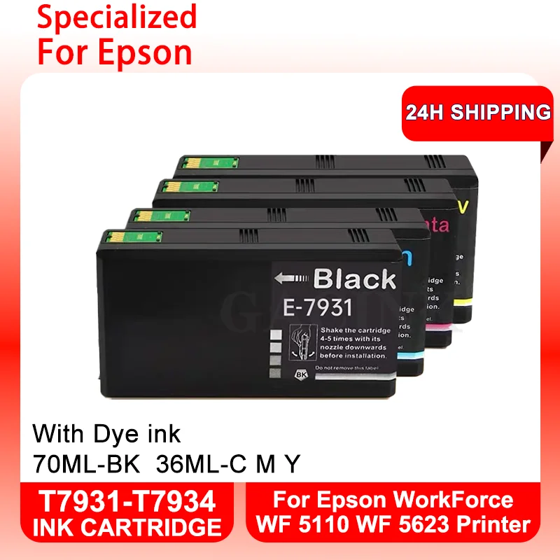 T7931 T7932 T7933 T7934 Compatible Ink Cartridge For Epson WorkForce WF-5113 WF-5623 Printer T793XL Use For Southeast Asia Area