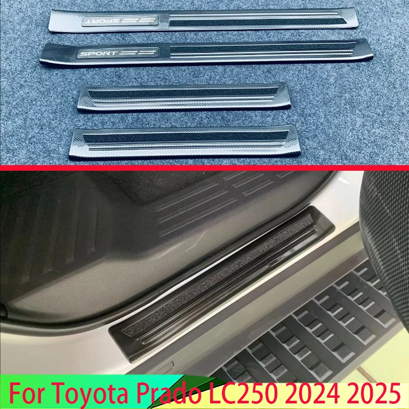 For Toyota Prado LC250 2024 2025 Stainless Steel Ouside Door Sill Panel Scuff Plate Kick Step Trim Cover Protector