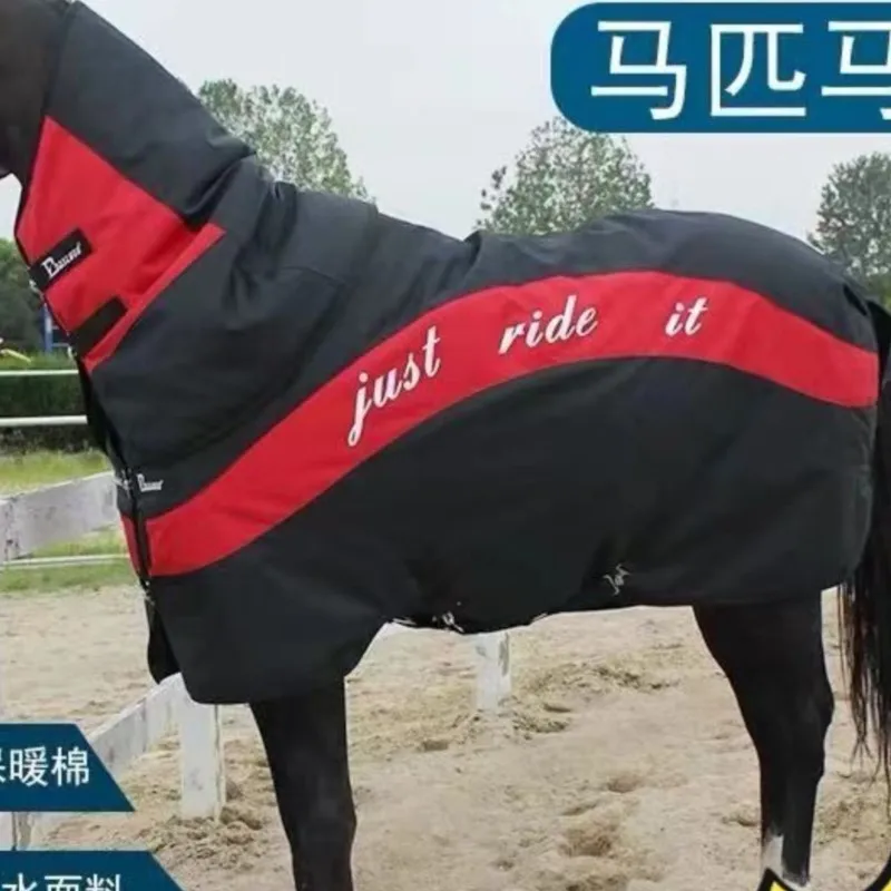 Capa Para Cavalo Inverno Winter Cotton Windproof Plush And Warm Proof Pony Coat With Collar And Headband Thermal Horse Rugs