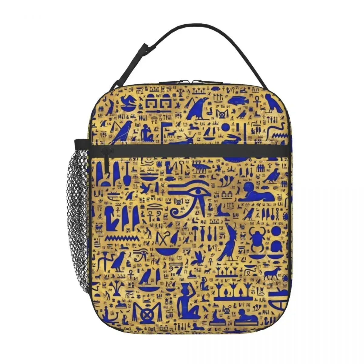 Egyptian Hieroglyphic Insulated Lunch Bags for Women Ancient Egypt Symbol Portable Thermal Cooler Bento Box Kids School Children