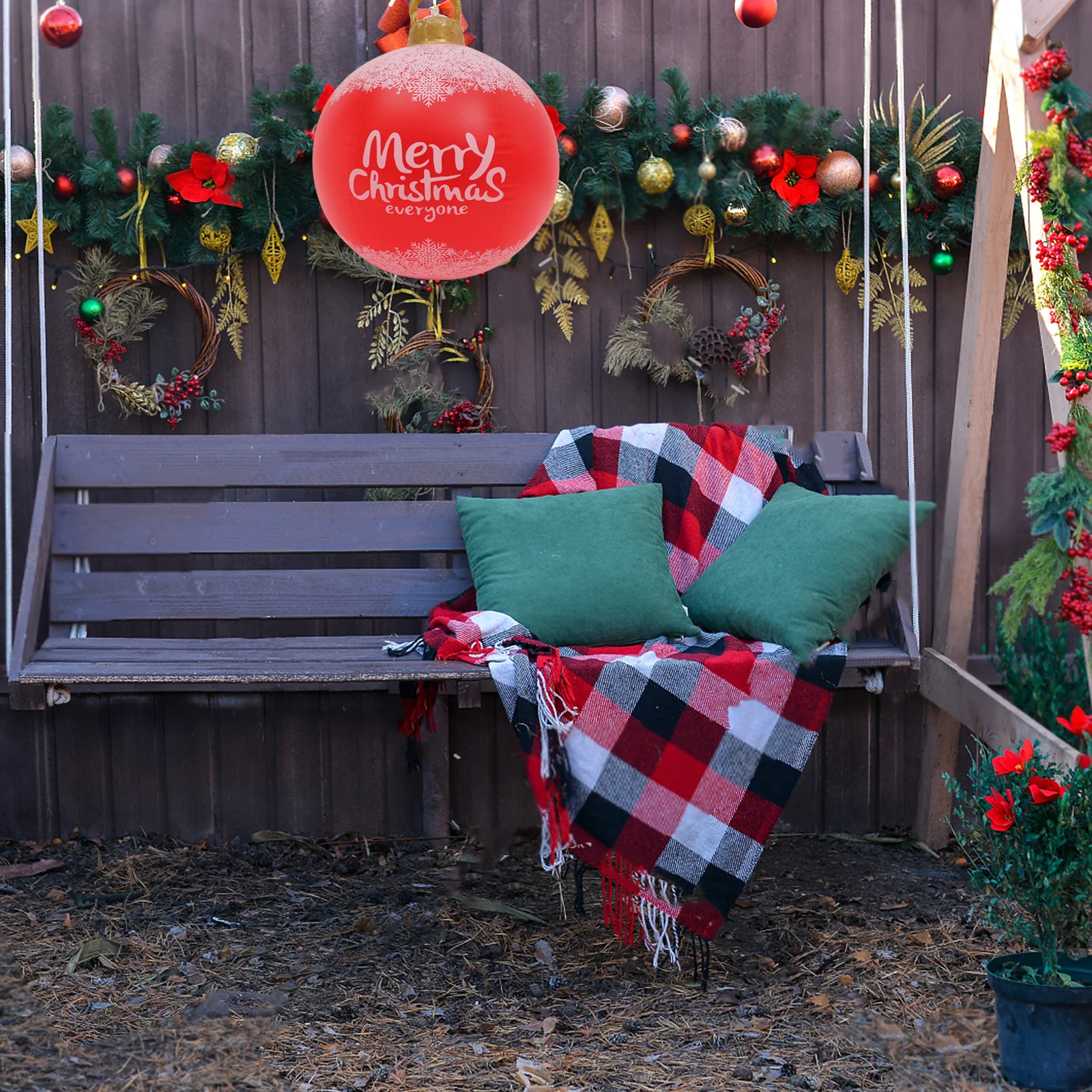 

Inflatable Christmas Ball LED Illuminated Weatherproof Holiday Ornament for Yard Garden Porch Outdoor Christmas Decorations