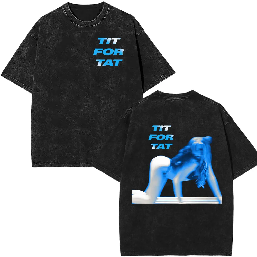 Vintage lavato Tate McRae TIT FOR TAT Album 2025 Merch T-shirt Uomo Donna Abbigliamento Harajuku T-shirt a maniche corte T-shirt in cotone