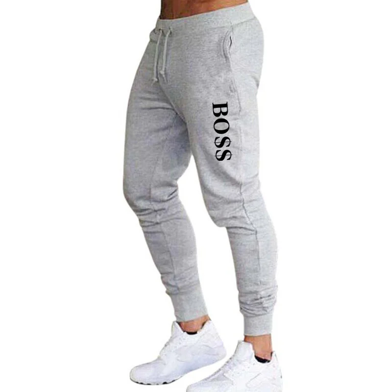 Algodão dos homens Slim Fit calças de jogging, sweatpants esporte, calças corrida, corredores, trackpants, bodybuilding calças, novo