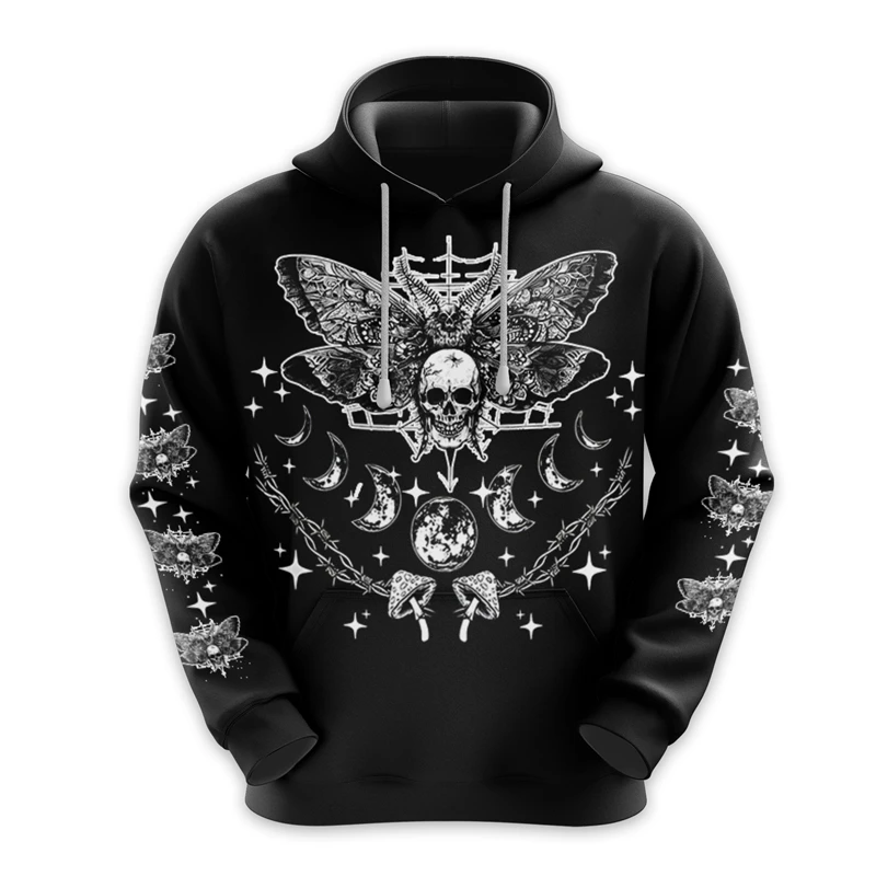 Insect Moth 3D Printed Hoodie For Men Clothes Goth Butterfly Graphic T Shirt Casual Unisex Streetwear Vintage Skull Female Hoody