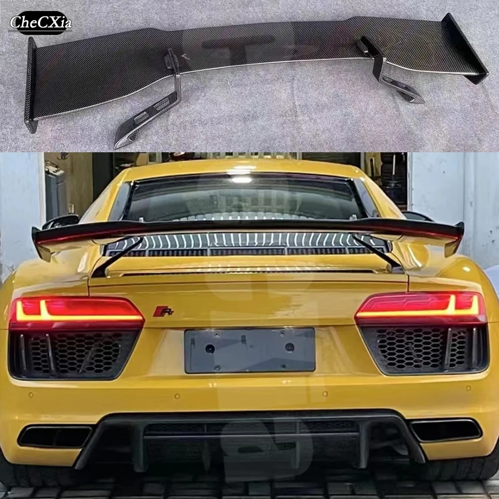 

Rear Genuine Carbon Fiber Trunk Spoiler Deck Wing For Audi New R8 2016-2024 Auto Accessories Car Styling Bright Black Spoiler