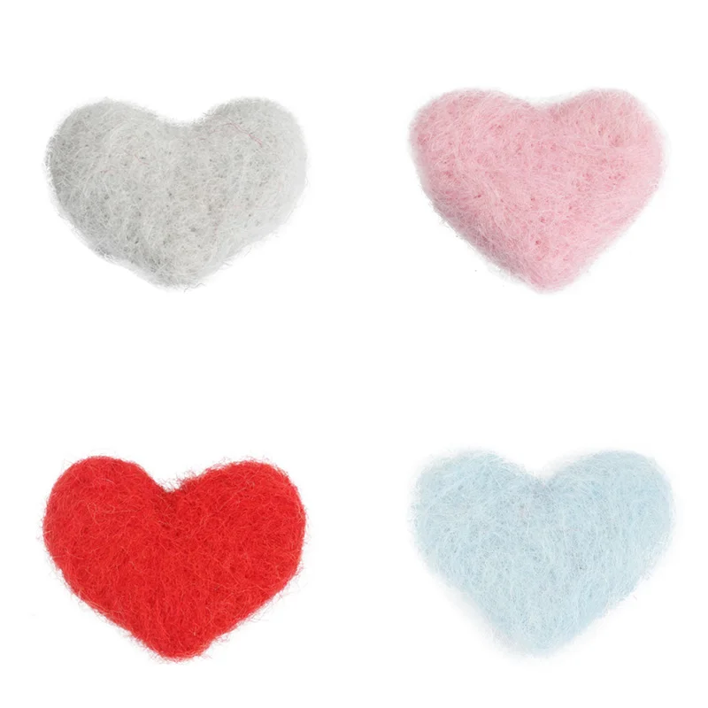 2PCs Heart Shape Wool Felt Poke DIY Kits Craft Sewing supply clothes Accessories Handmade Gift Bag Backpack Decoration