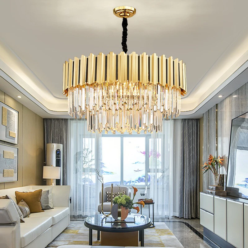 

YUNYI Modern K5 Crystal Chandelier Plating Lamp Body Indoor Bright And Luxurious Adjustable Height Ceiling Crystal Chandelier