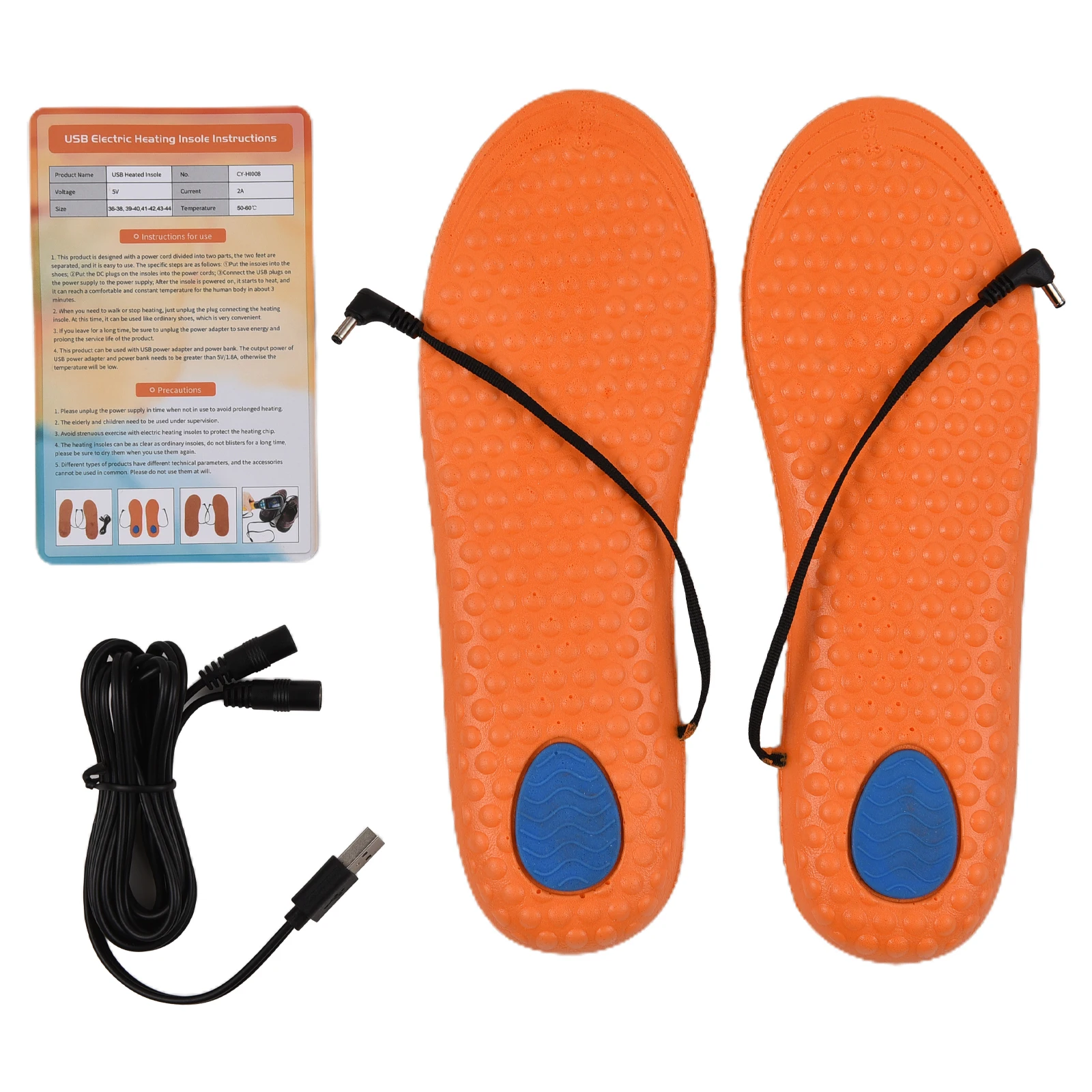 

USB Rechargeable Electric Heated Shoe Insoles Heating Shoe Inserts Foot Warmer