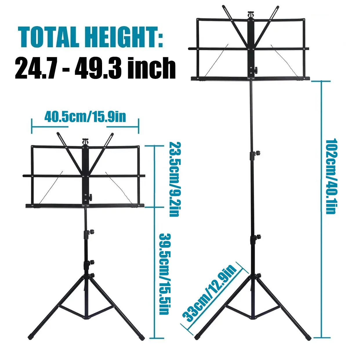 Miwayer Portable Music Stand – 2-in-1 Foldable Sheet Stand, Adjustable Height, Lightweight 690g, with Carrying Bag