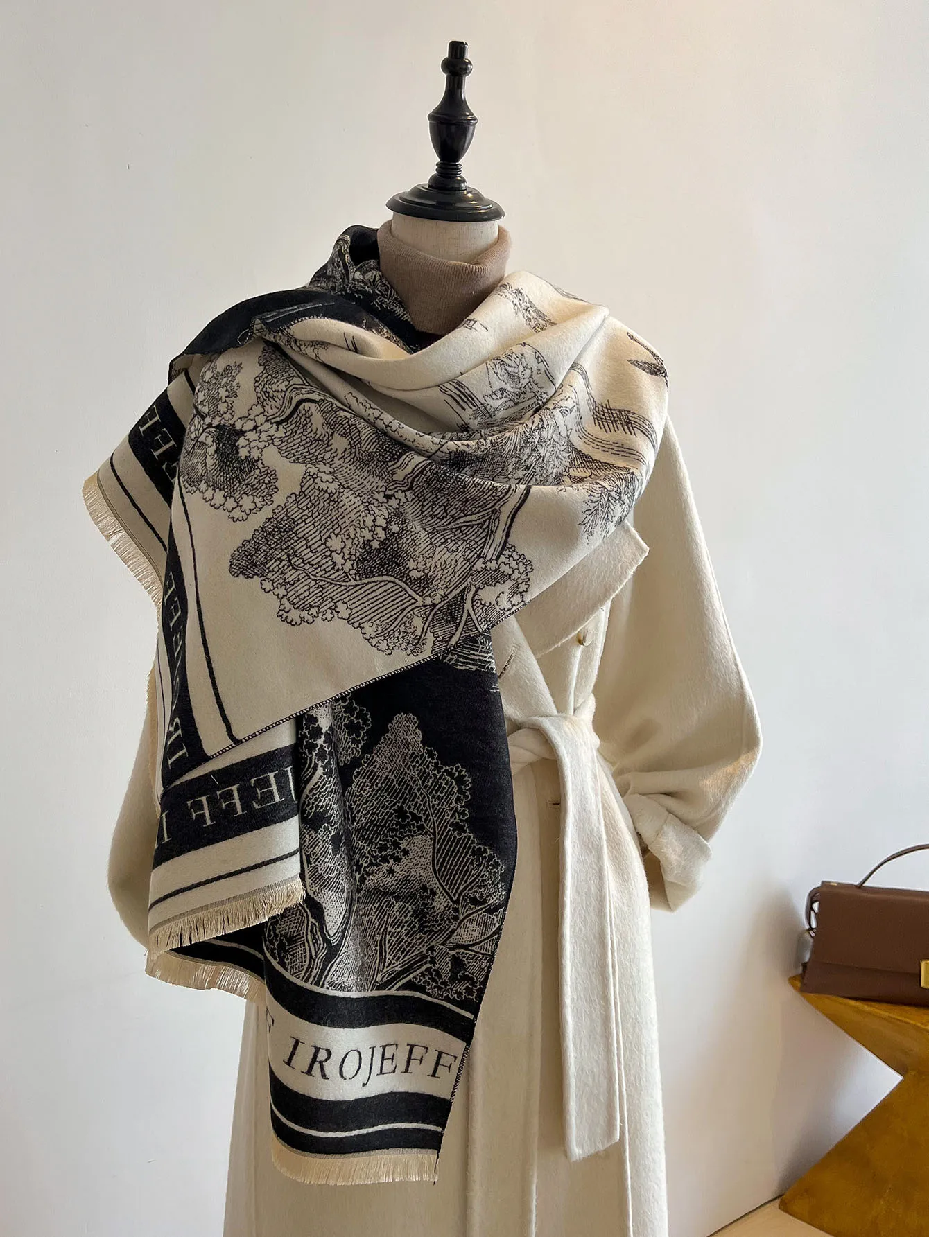 Thick Winter Poncho Women Scarf Luxury Floral Warm Shawl and Wrap Cashmere Pashmina Scarves Design Blanket Bufanda Echarpe 2023