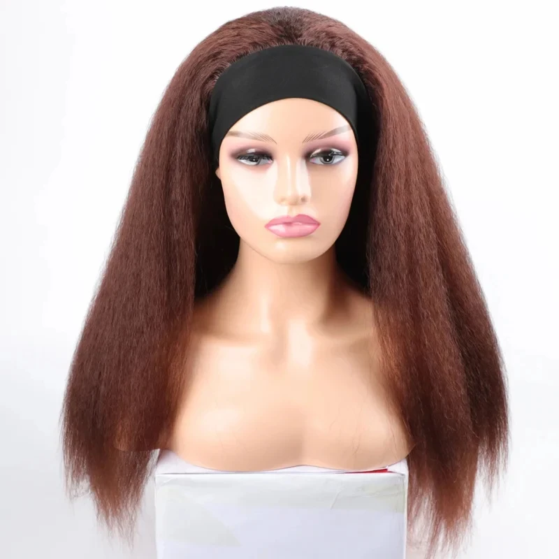 2026 Synthetic Long Kinky Straight Headband Wig For Black Women Afro Synthetic Hair Cosplay Wigs Headband Wig Blonde Black P2C3N view 2