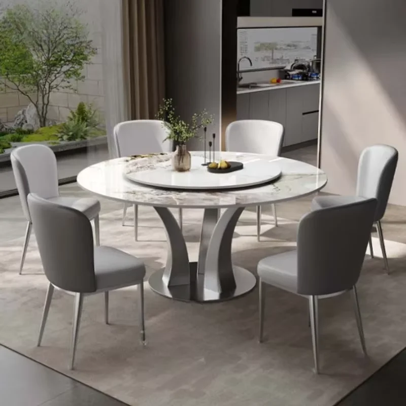 Nordic Rotator Dining Table Chairs Turntable Italian Design Round Dining Table Restaurant Luxury Mesa Comedor Modern Furniture