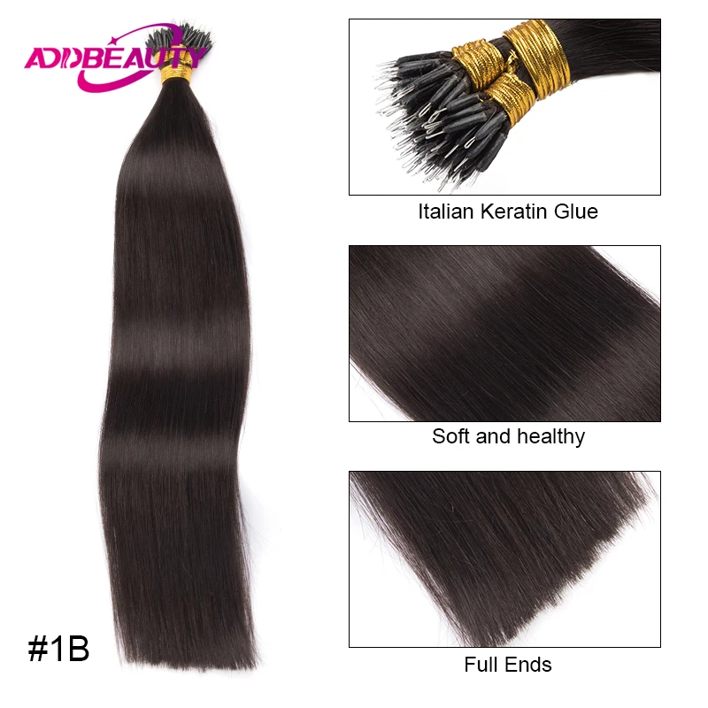 Straight Nano Rings Hair Extension 100% Natural Human Hair Extensions 0.8g/1g/ Strand 50pcs Fusion Hair Extension Ombre Blond