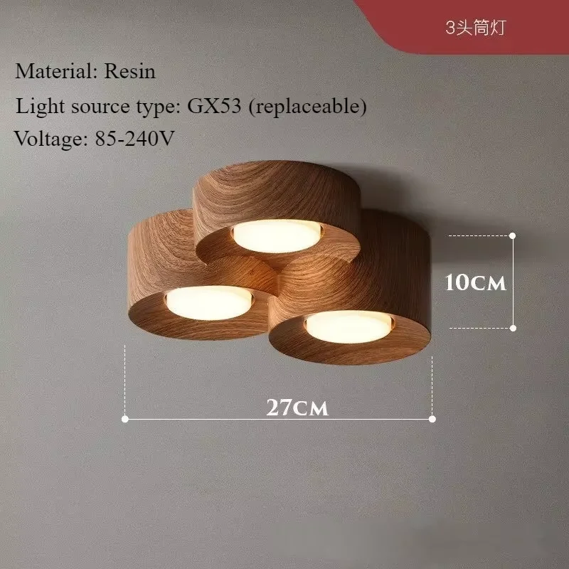Houten korrelkleur LED-plafondlamp Moderne acryl kleine plafondlamp Keukengang Entree Woonkamer badkamerverlichting