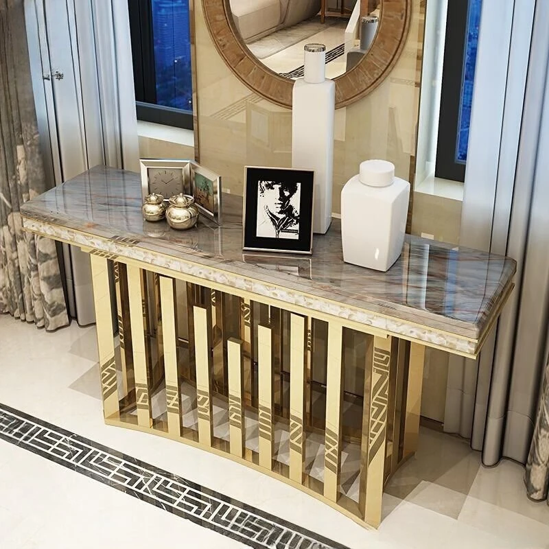 

stainless steel entrance table marble entrance table against the wall corridor corridor entrance cabinet simple wind