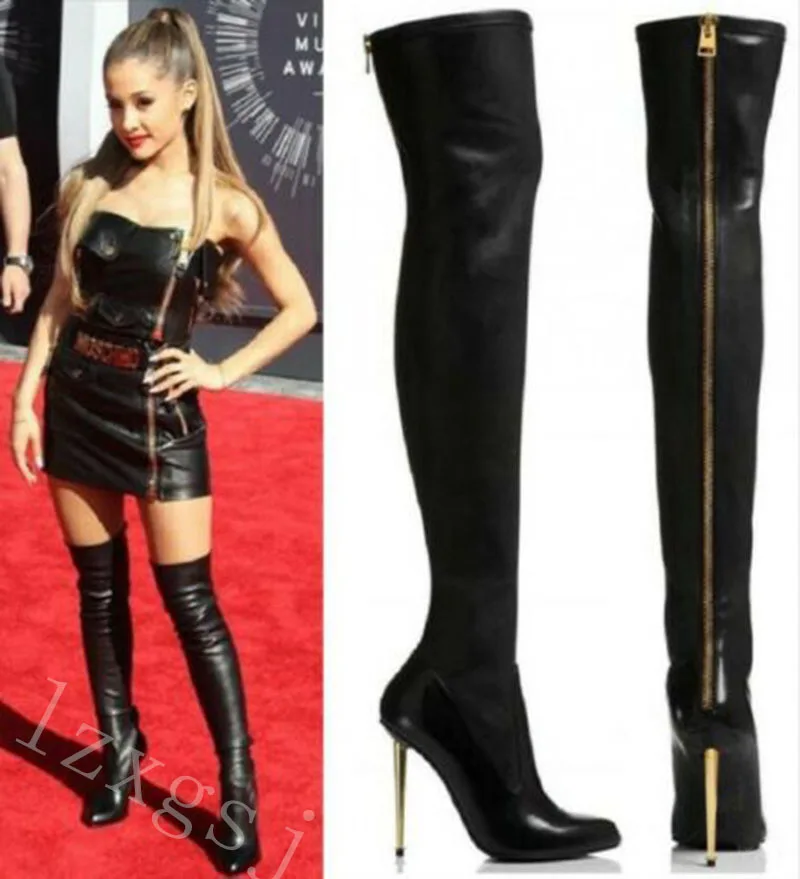 Sexy Crotch Thigh High Boots Over The Knee Elastic Stretch Boots Full Zipper Women Botas Mujer Sexy Knee High Heels Sock Boots