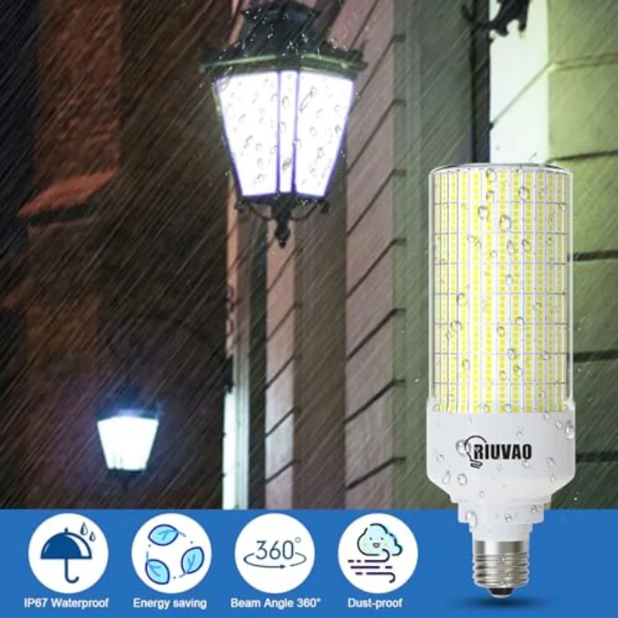RIUVAO Led Corn Light Bulb 2 Pack, 800W Equivalent 5000K Daylight 12000Lm Super Bright E26/E39 Base 80W Led Bulbs, Replace Meta - view 4