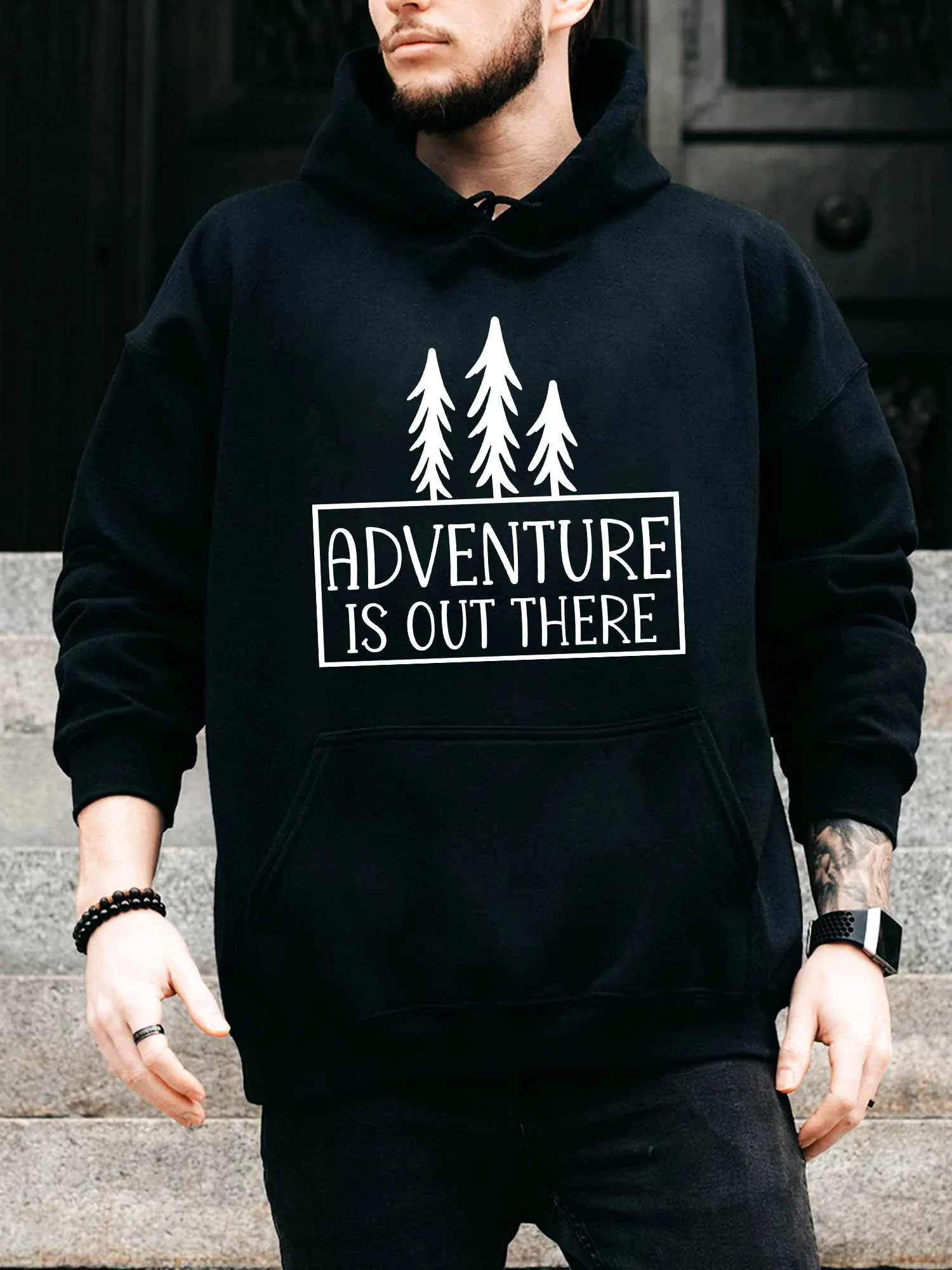 

Мужская толстовка с капюшоном Adventure Is Out There — повседневный удобный черный пуловер, осенне-зимняя толстовка с капюшоном