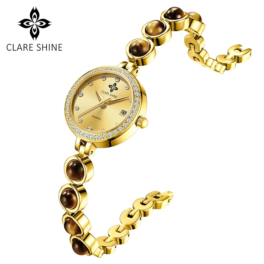 

Часы для женщин CLARE SHINE Brand 7708, элегантные, роскошные, кварцевые, водонепроницаемые, с функцией отображения даты, коллекция Stellar Eyes.