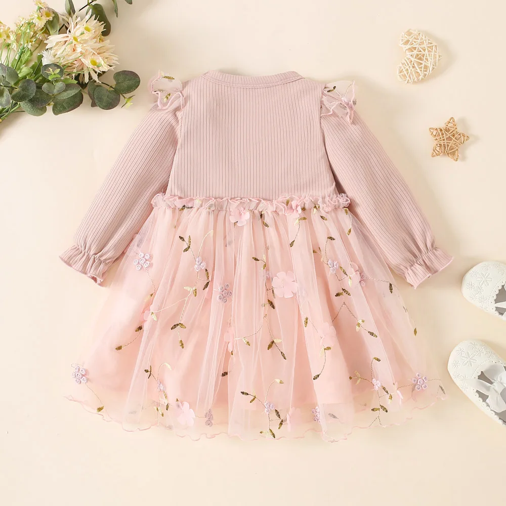 0-3 year old girls\' spring and autumn chiffon mesh dress