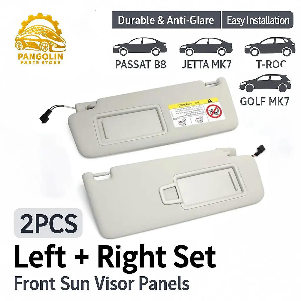 

PANGOLIN 2Pcs Grey Sun Visor With Makeup Mirror For VW Golf 7 7.5 Jetta MK7 Passat B8 CC Skoda Octavia 5G0857551 5G0857552