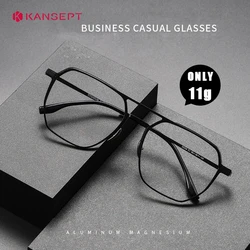 KANSEPT Large Frame Aluminum Frame Titanium Business Anti-Blue Light Reading Glasses Men Ladies Customizable Prescription Women
