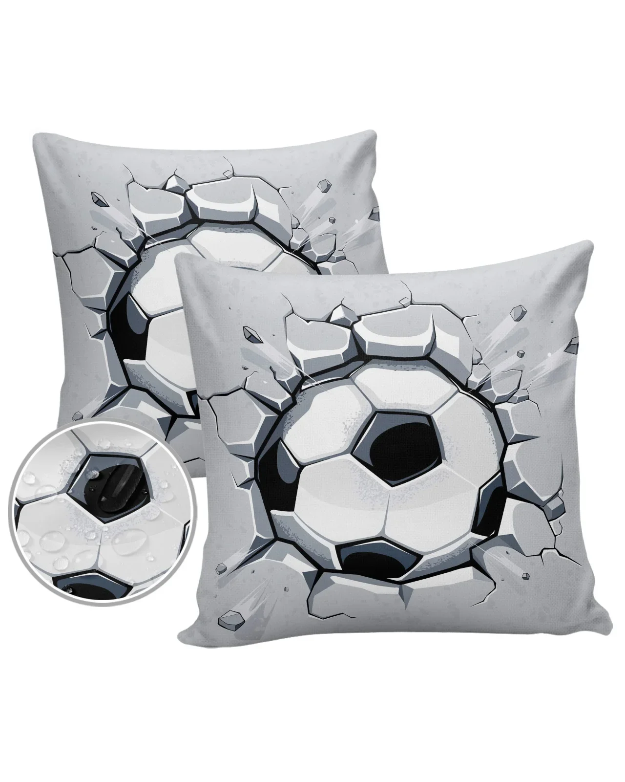 2/4PCS Outdoor Pillowcase Football Wall Broken Waterproof Decorative Sofa Throw Pillow Cover Case Garden Patio Cushion Covers