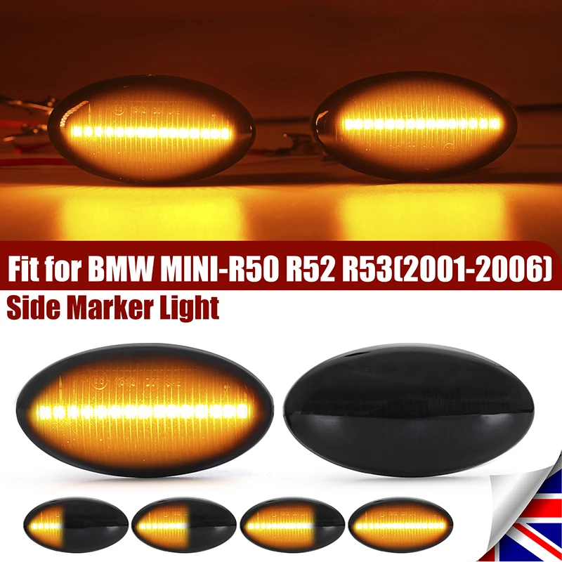 

Bracingo Dynamic LED Turn Signal Light Side Marker Lamp Smoked Black Car Fit For BMW Mini R50 R52 R53 2001-2006 Car Accessories
