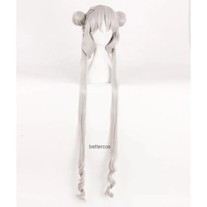 

Candy 2025Tsukino Usagi Cosplay 100cm Long Silver Gray Heat Resistant Synthetic Hair Wigs + Wig Cap
