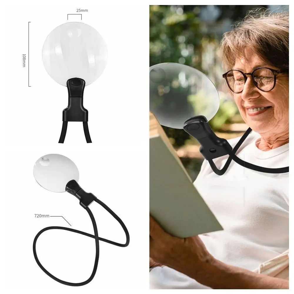 Reading 3X/10X Magnifying Glass Neck Hanging Large Hands Free Magnifier Durable Black Adjustable Magnifier Detailed Working image 6