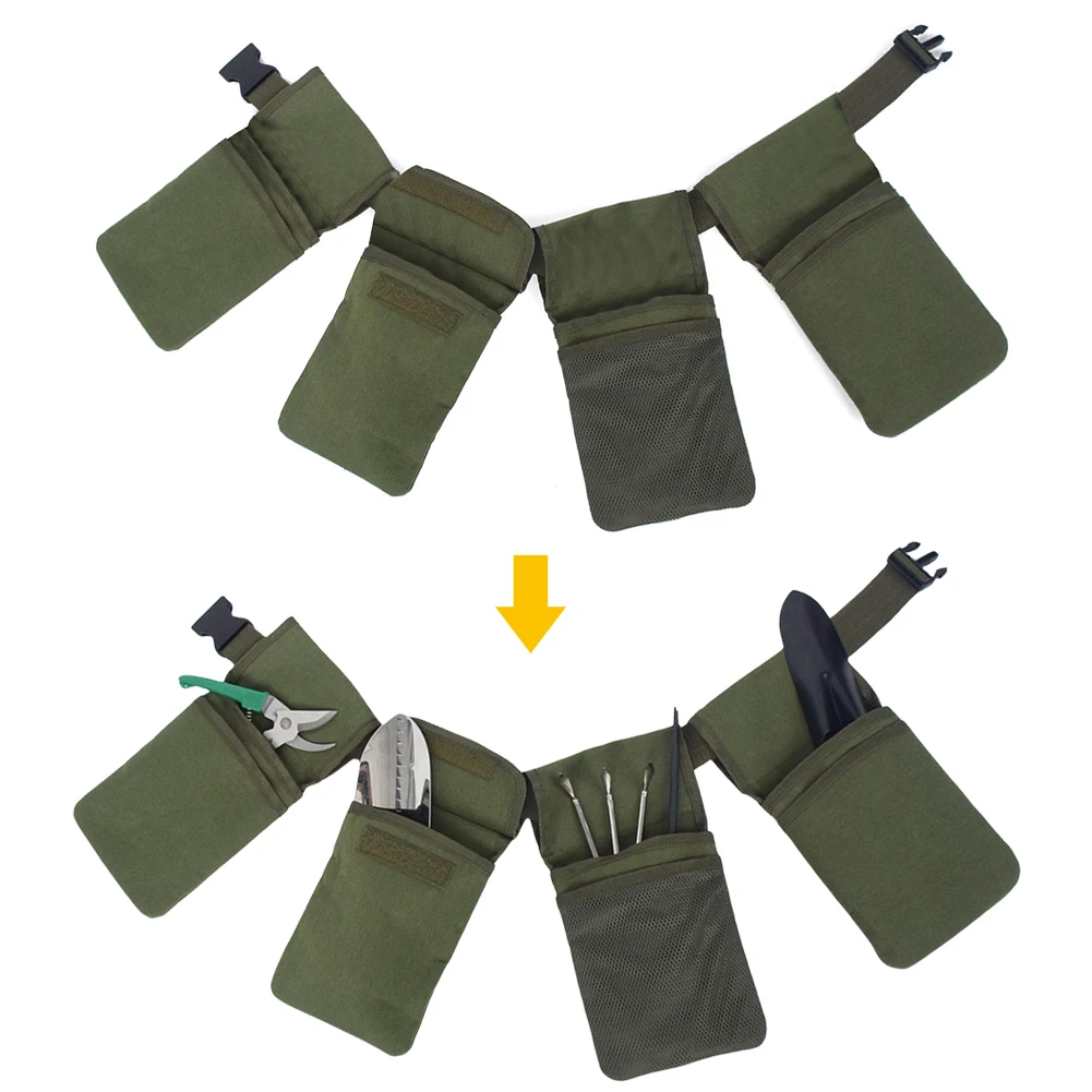 Canvas Gardening Belt with 4 Pockets Garden Tool Bag Removable Handy Organizer Gardener Gifts for Electrician Tool Plumbing Tool