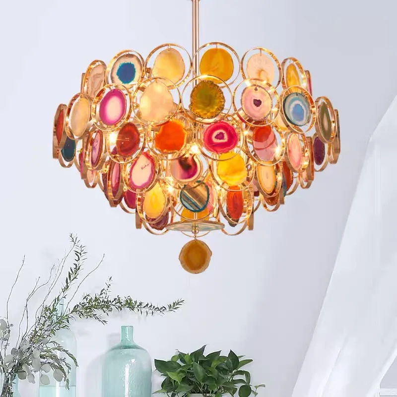

Светодиодная люстра Nordic Agate с цветной подсветкой для гостиной, столовой, кабинета, спальни, регулируемая, для домашнего декора, хрустальная