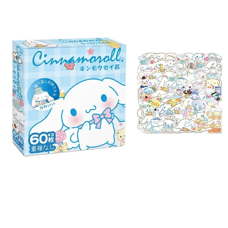 60 pièces Hello Kitty Kuromi cannelle Pochacco autocollant pour enfants fille créative bricolage carnet journal mignon dessin animé autocollant décoratif