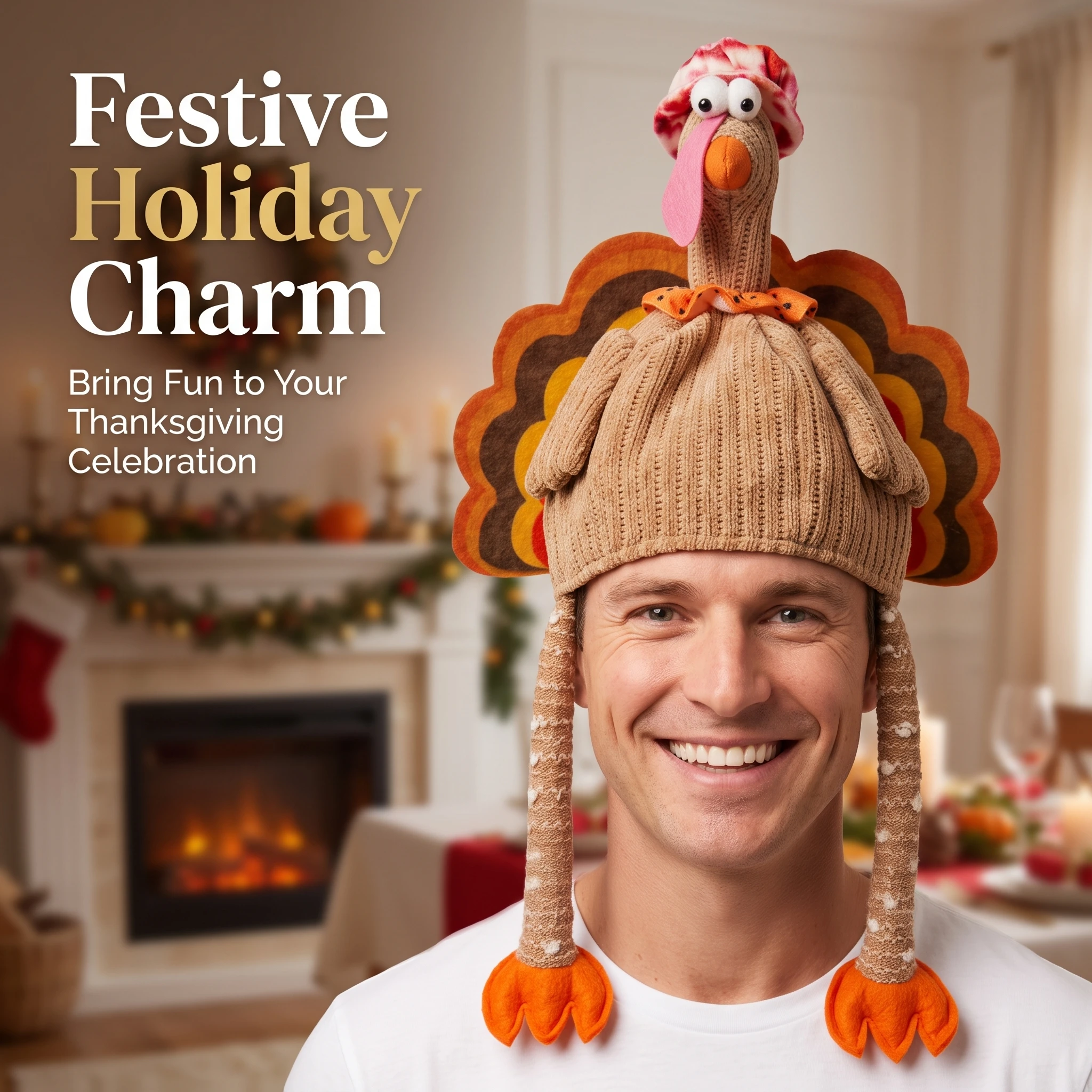 Creative turkey hat Thanksgiving decorations for harvest season, festive gatherings, home and kitchen decorative items