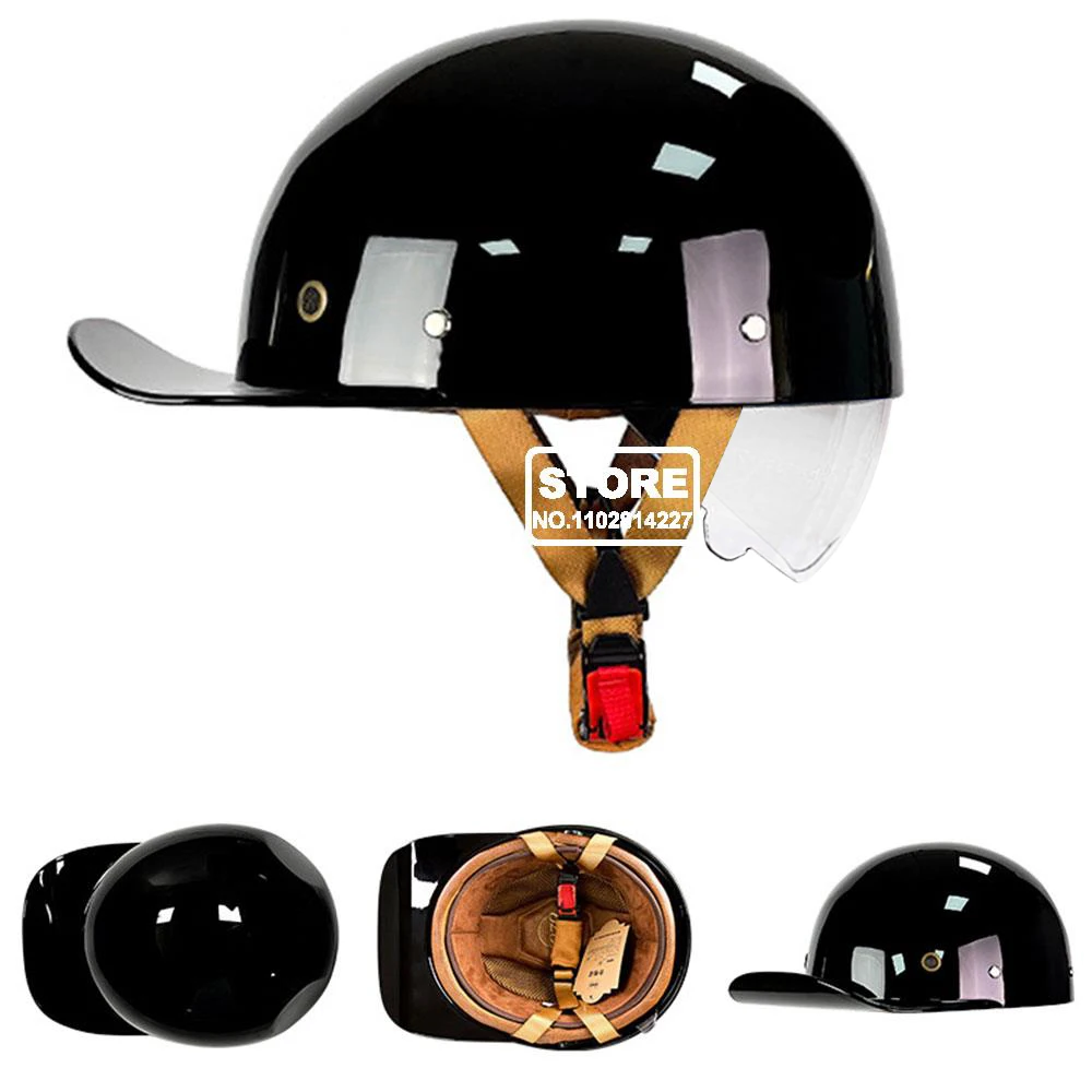NONE Vintage Moto Helm DOT Zertifizierung Schutz Kappe Retro Motorrad Helm Männer Frauen Baseball Kappe Halb Helm 3