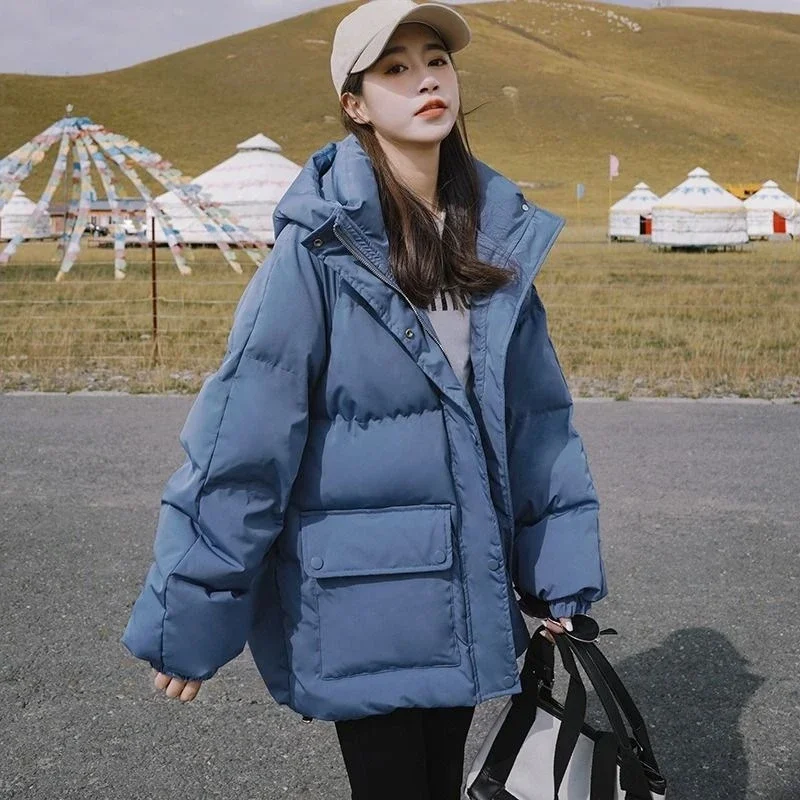 New Fashionable Solid Color Cotton Clothing for Women Short Style Loose Casual Autumn Winter Coat Thick Bread Jacket New Style