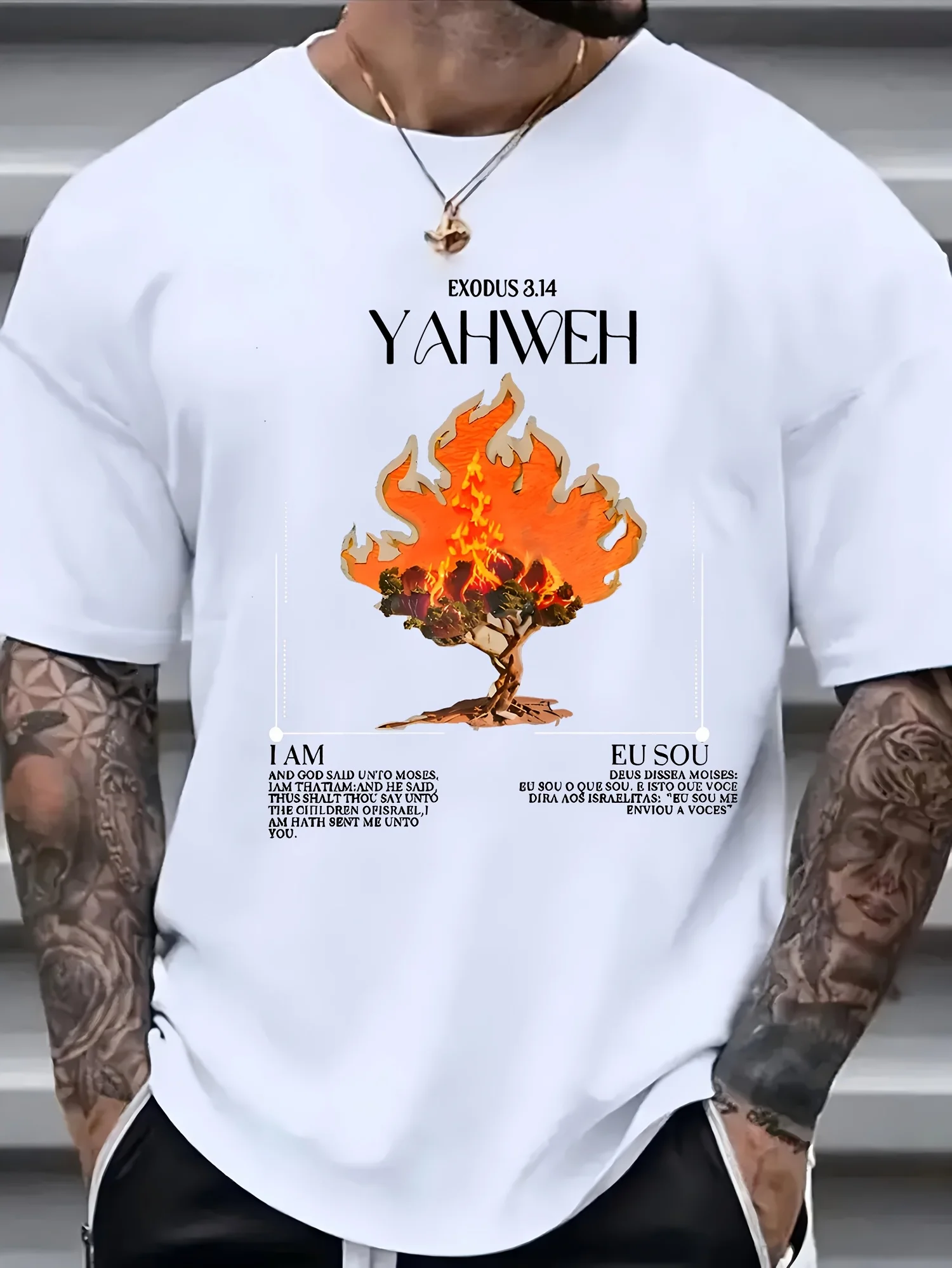 

Мужская хлопковая футболка с принтом Yahweh — повседневная дышащая футболка с круглым вырезом и короткими рукавами, которую можно стирать в машине, черная