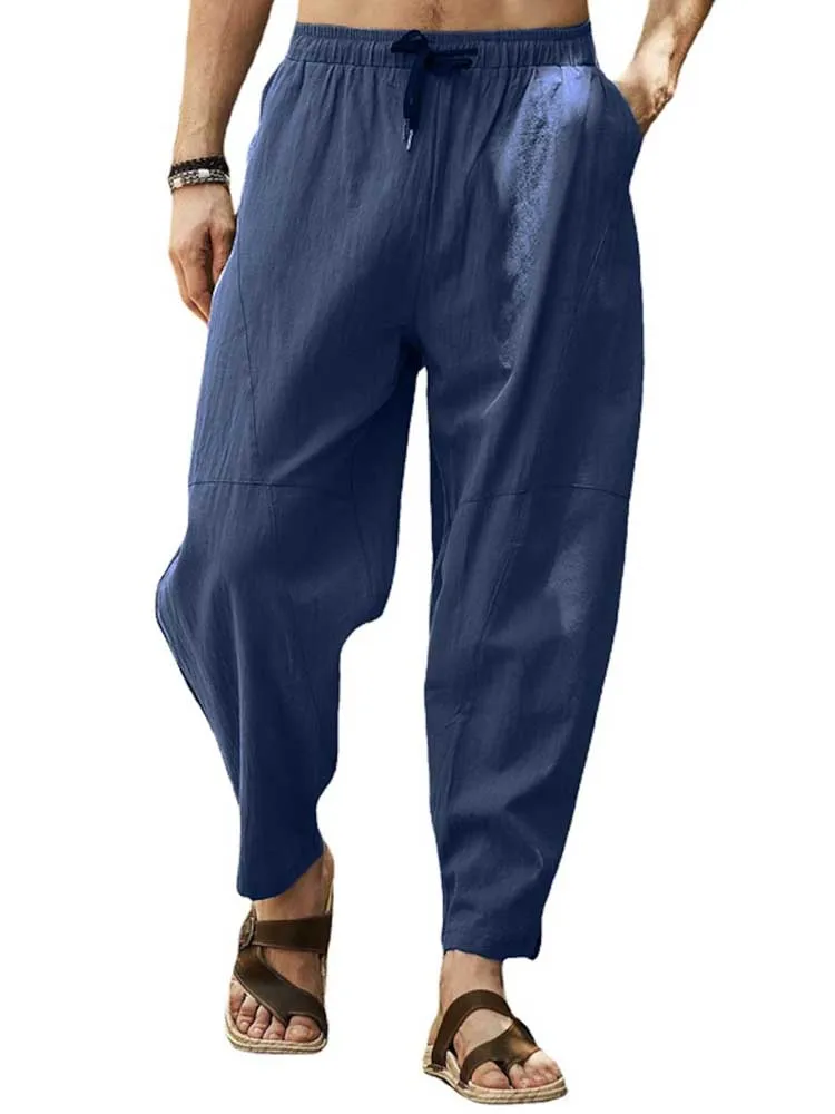 

Loose Cotton Linen Pure Color Small Footed Nine Points Pants Youthful Vitali Sle Comfortable Breathable Summer Casual Tro...