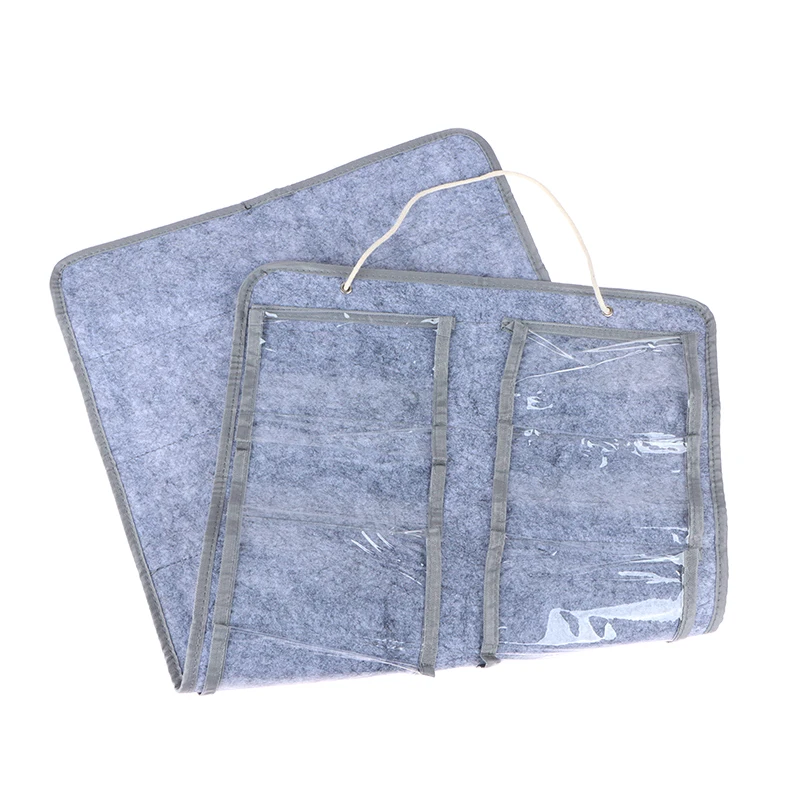 16 Slots Felt Eyeglasses Stand Holder For Sunglasses Glasses Storage Display Hanging Bag Wall Pocket Storage Box Organizer Bags
