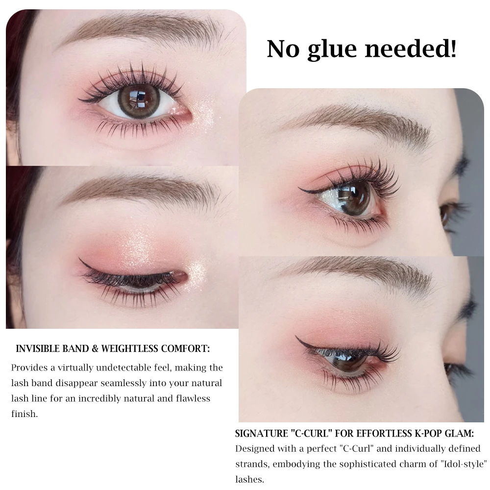 8-10mm Idol Lash Clusters Glue-free False Eyelashes Reusable Self Adhesive Lashes 60 Clusters Large Capacity Eye Lashes  Makeup