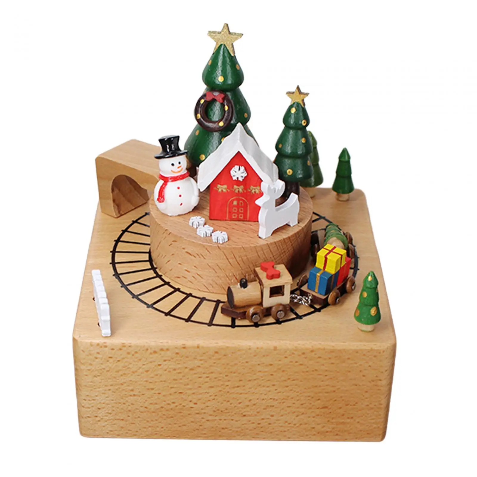 Christmas Wooden Musical Box Creative Play Merry Christmas Song Classic for Family Girlfriend Children Granddaughter Valentine's